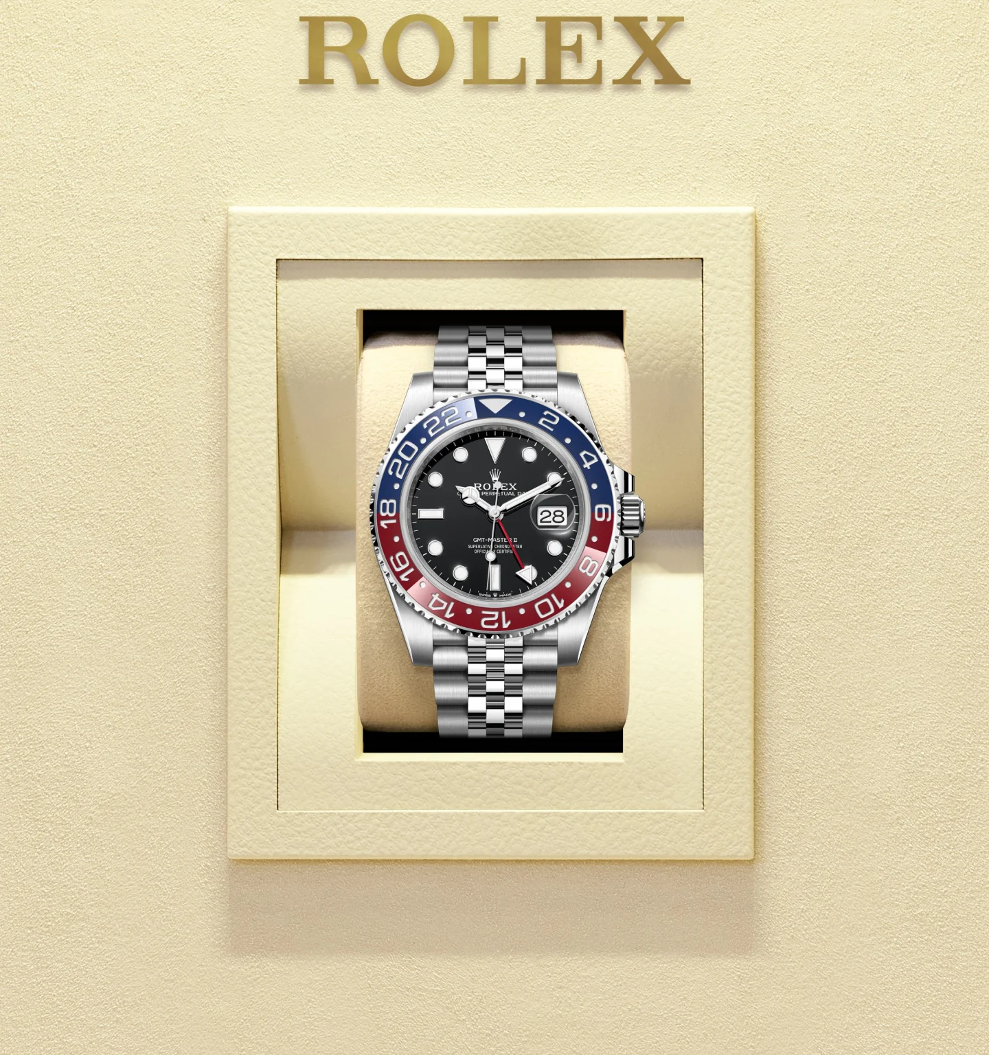 Rolex GMT-Master II no estojo de apresentação da marca